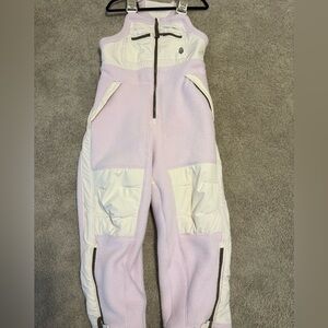 Free people Lilac and White Fleece ski Overalls